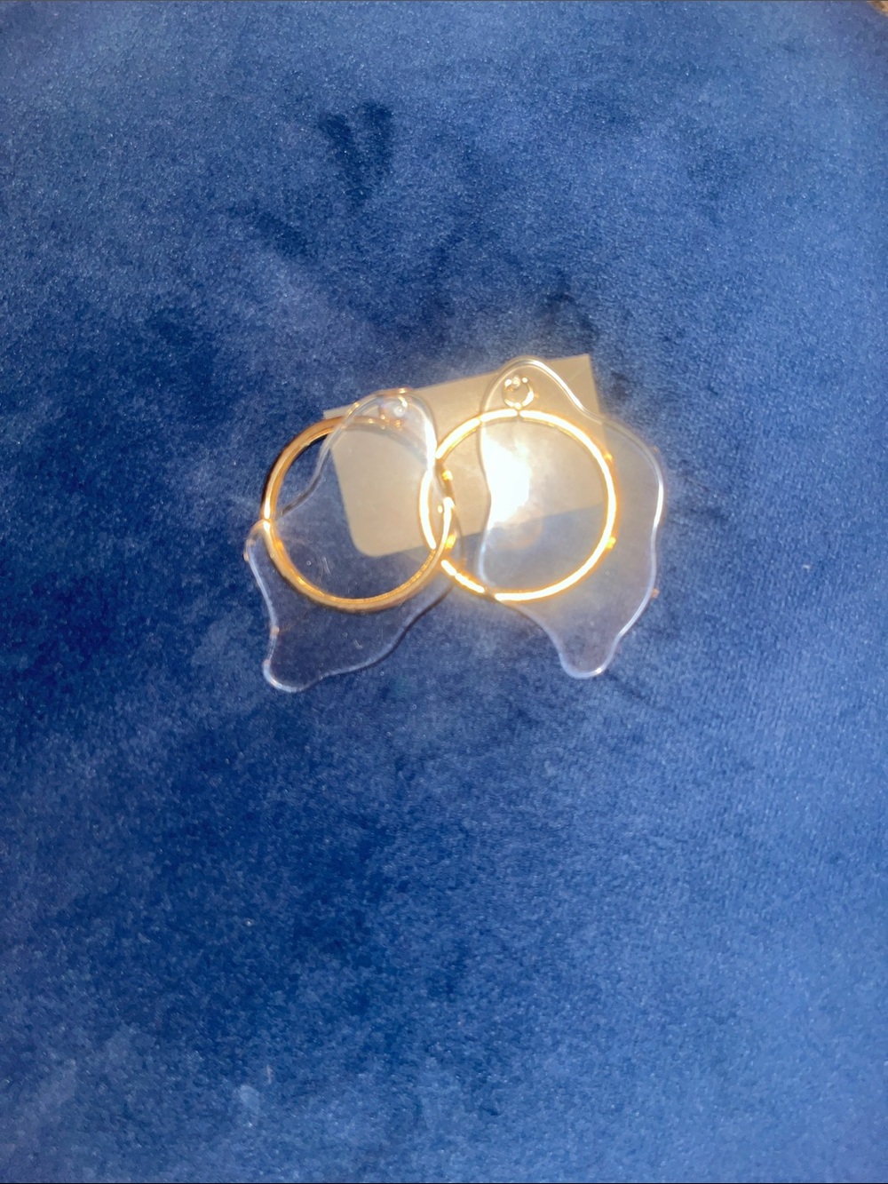 Gold Hoop Earrings with Clear Acrylic Accents - Women Jewelry